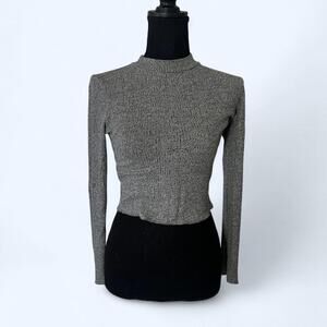 Vintage Y2K Ambiance marled grey mock neck top Size Small